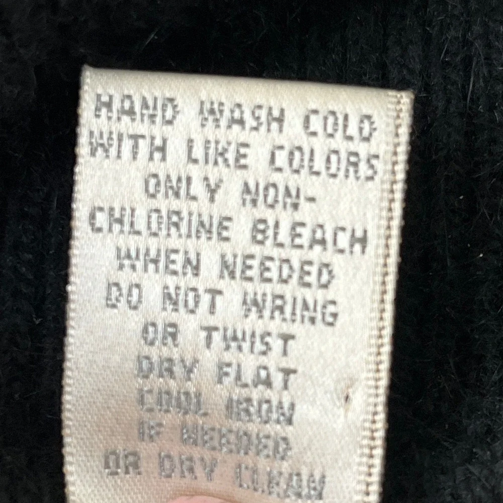 Black Angora‎ Lambswool Blend Shawl Collar Short Sleeve Cardigan RN 59478 Large